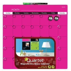 Quartet Neon Pink Magnetic Dry-Erase Calendar Frameless Tile 14" x 14" NWT